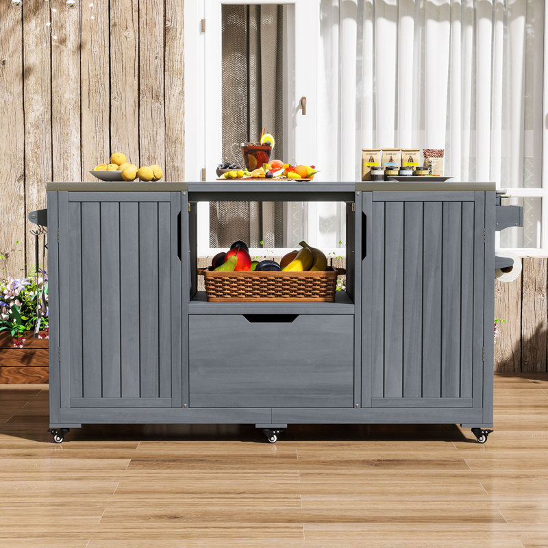 HaddaKella Outdoor Kitchen Island with Storage Cabinets and Drawer